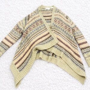 Anthropologie Sleeping on Snow Wool Blend Open Front Cardigan Small Boho